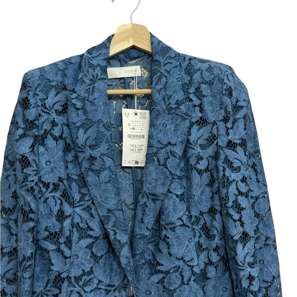NWT Zara Lace Blazer in Teal Blue Size S - Picture 10 of 17